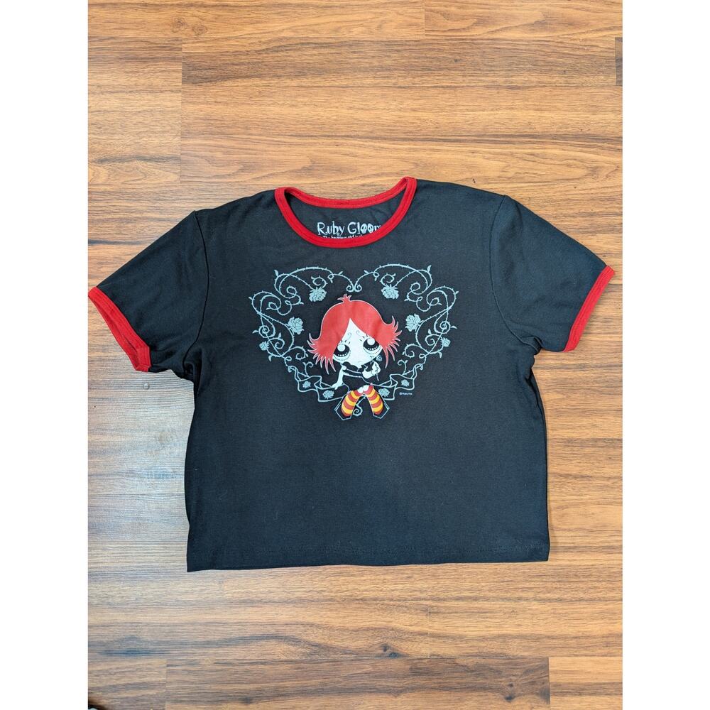 Ruby Gloom Ringer Tee Black & Red - Size Xl Y2k E… - image 1